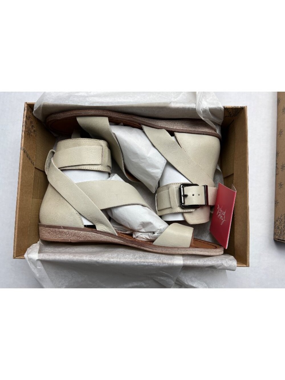 Free People Vale Boot Sandals Leather Ankle Strap White NIB Women’s Size 8